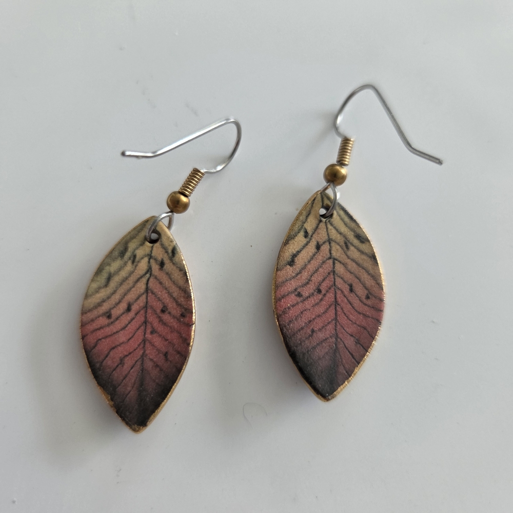 Gradient Leaf Enamel Drop Earrings - image 2